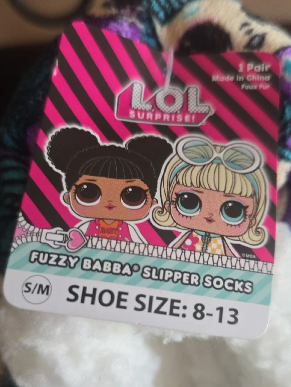 L.O.L. Surprise! Purple and Teal Girls' Plush Footie Slippers